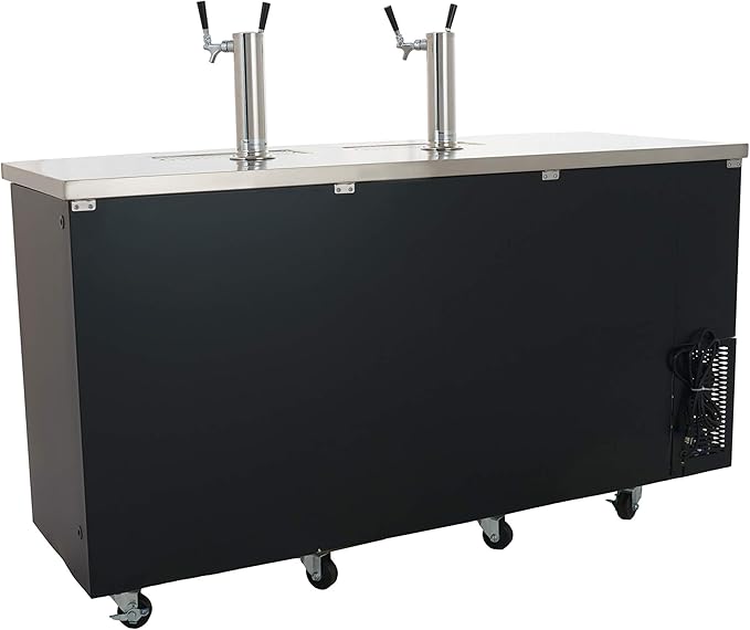 PEAKCOLD 3 Door, 4 Tap Commercial Beer Dispenser - Double Tower Keg Cooler - Kegerator; 72" W