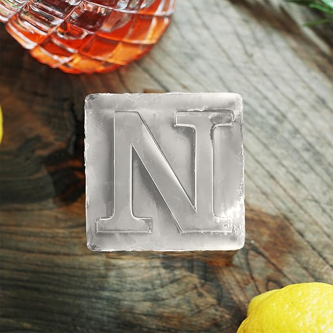 Letter N Monogram Ice Cube Mold Custom Ice Cube Mold 2 Inch Big Initials Silicone Ice Cube Tray Gifts for DAD Gifts for Him