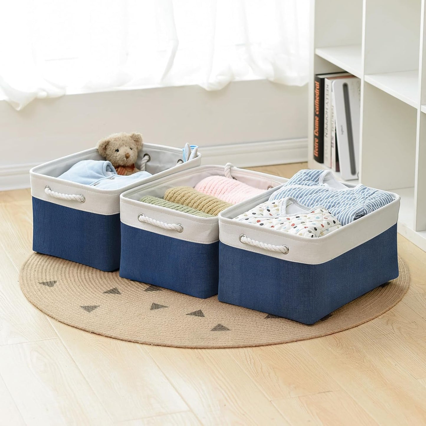 Storage Bins - Large Baskets for Storage Cubes with Handles Organization and Storage Baskets Gifts for Empty 15.7 (L) x 11.8 (W) x 8.2 (H) inches