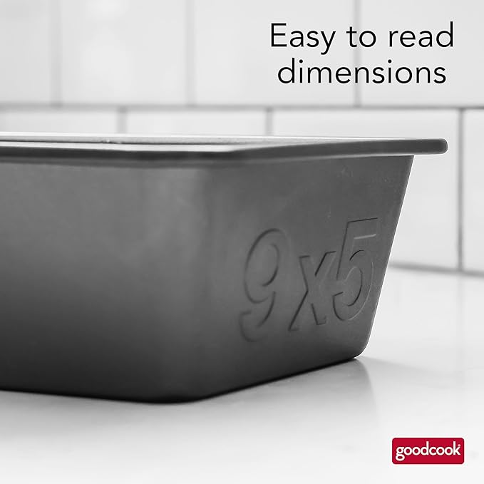 GoodCook PRO Loaf Pan Nonstick Carbon Steel Bakeware with Easy-Clean Non-Stick Coating, Oven & Dishwasher Safe Pan for Breads Pound Cakes Banana Breads & More, 9 x 5-Inch, Gray