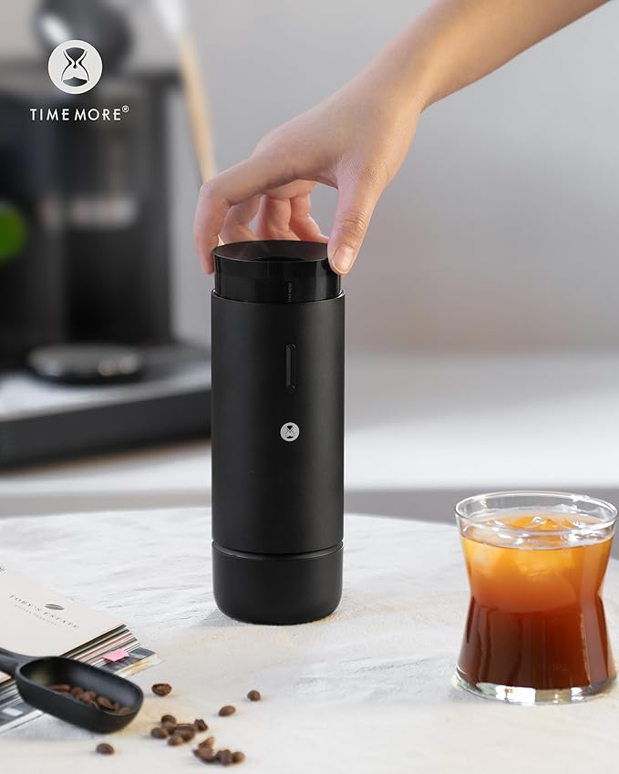 TIMEMORE Portable Conical Burr Coffee Grinder, Electric Coffee Grinder with 30 Settings, Auto-Stop & Compact Design for Home & Outdoor Use - Whirly 01S, Black