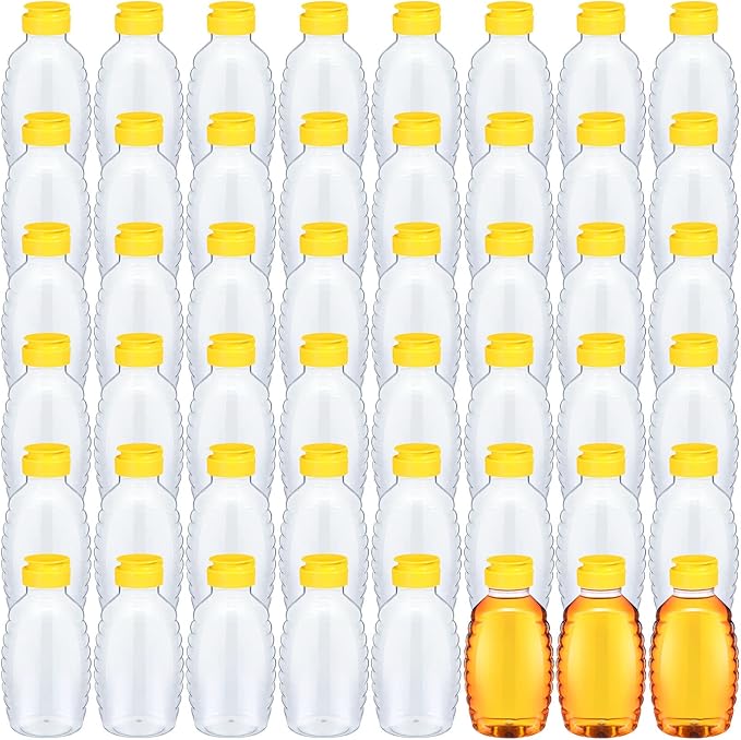 Didaey 48 Pcs 16 oz Honey Jar with Lids Squeeze Honey Bottles Bulk Clear Plastic Honey Container Honey Dispenser Empty with Flip Lid
