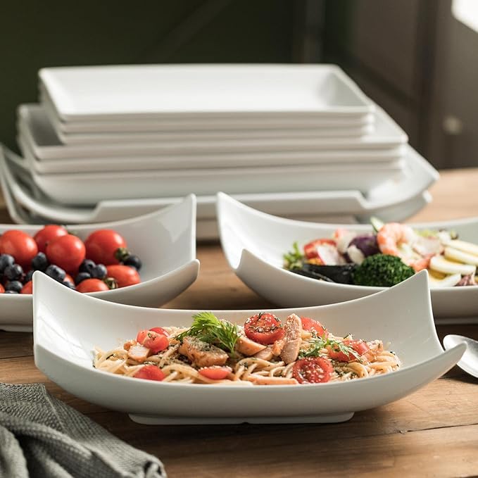 Gomakren Serving Platters Serving Bowls Set Turkey Serving Platter Porcelain Serving Dishes For Entertaining Special Curved Deep Large Valentine Thanksgiving Dishes Gifts Set of 3 White 12 Inch
