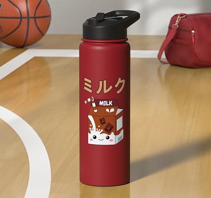 Cute Kawaii Chocolate Milk Japanese Anime Otaku Milkshake Stainless Steel Insulated Water Bottle