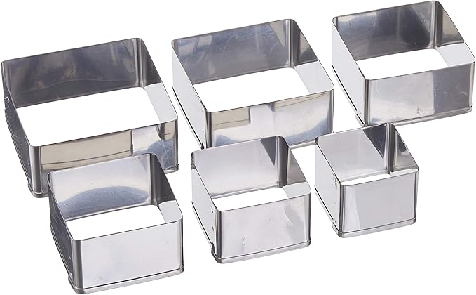 Ateco Plain Edge Square Cutters in Graduated Sizes, Stainless Steel, 6 Pc Set