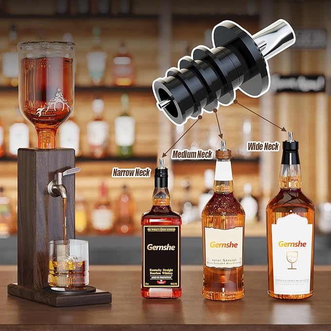 Ash Wood Whiskey Liquor Dispenser for Home Bar,Leakproof Alcohol Dispenser for Bourbon/Scotch,Includes Liquor Bottle Pour Spouts,Ideal Whiskey Gifts for Men (Father's Day,Birthday) Man Cave