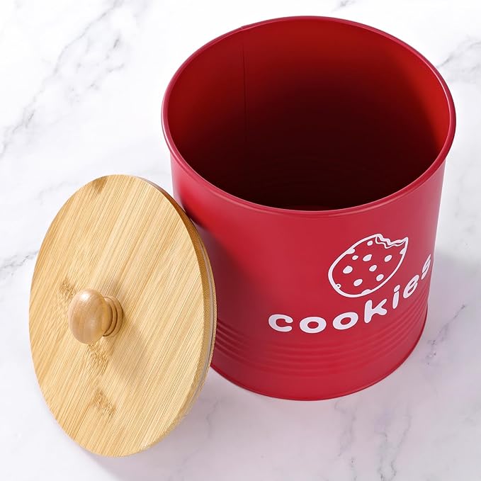 Red Cookie Jars with Lids Airtight, 1.5 Gallons Cookie Tins, Large Cookie Jar for Kitchen Counter Decorative for Farmhouse, Christmas, and Gift Giving Cookie Storage Containers