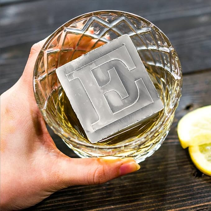 Letter E Monogram Ice Cube Mold Custom Ice Cube Mold 2 Inch Big Initials Silicone Ice Cube Tray Gifts for DAD Gifts for Him