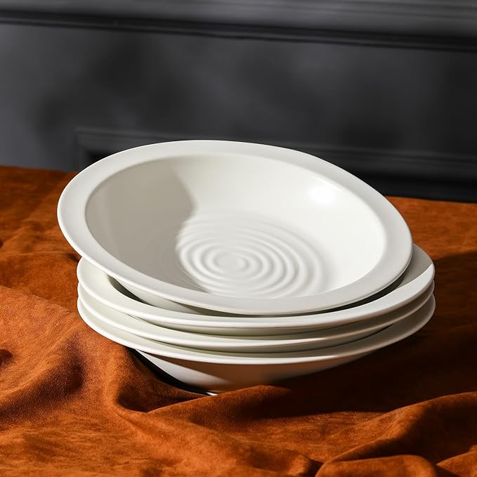 Stone Lain Orbit 4-Piece Pasta Bowl Set Stoneware, White