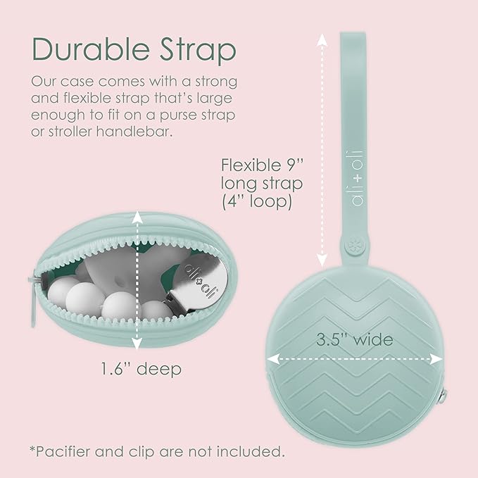 Ali+Oli Bundle, Silicone Pacifier Case (Chutney) Newborn Pacifier Holder, Travel Baby Pacifiers Silicone Pouch, Leak Proof Bento Box (Coconut) Food-Grade Silicone Bento Box