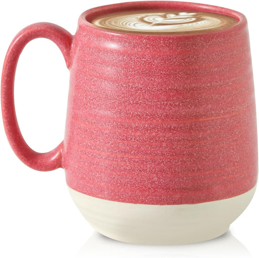 Hasense Coffee Mug, 20 oz Ceramic Coffee Cup for Hot and Cold Drink, Large Latte Mug with Comfortable Handle for Tea Coffee Cocoa, Mother's Day Gifts, 1 PCS(Pink Red)