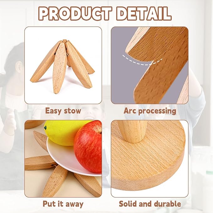 Wooden Cup Coaster Set，Tree Shape Trivet Set,Tree Coasters- 4 Wooden Trivets + 1 Stand stored for hot Dish/Pot/Bowl/teapot/hot Pot Set (Brown)