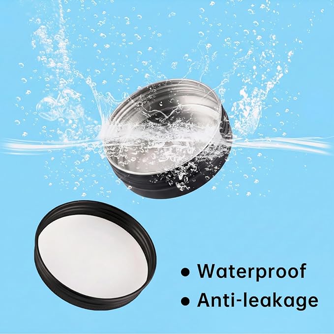 120 Pack 0.5 oz Aluminum Tin Jars with Screw Lids - Food Grade Round Metal Containers for Lip Balm, Salves, Spices & Crafts - Leak Proof Travel Cosmetic Sample Tins with Labels (15ml Black)