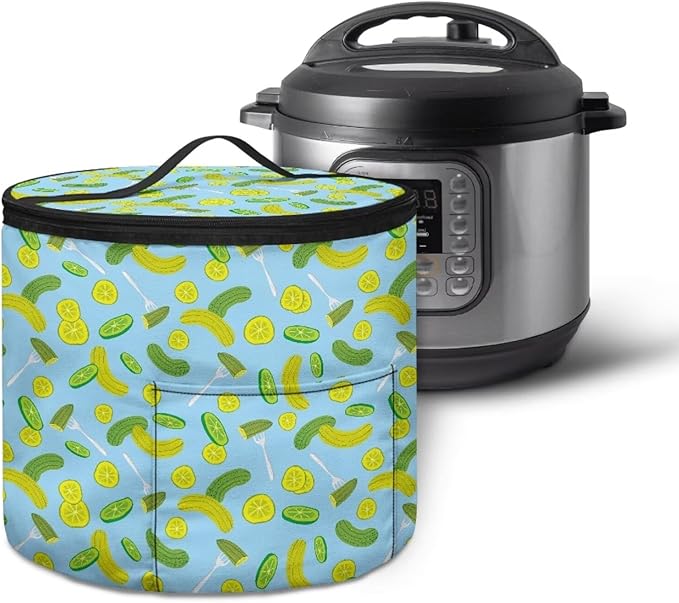 Electric Pressure Cooker Insulation Bag Hand Washable Pressure Cooker Storage Bag Protective Hood with Pocket, Fork Pickled Cucumber