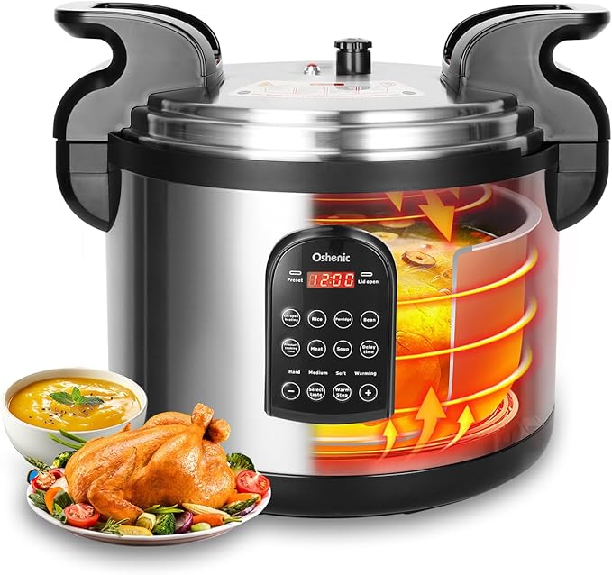 26.4QT Commercial Electric Pressure Cooker,208-240V 2500W Large Stainless Steel Pressure Cooker,9 in 1 Multicooker Slow Cooker With LED,Not Stick Inner Pot,24 Hours Preset & Auto Keep Warm