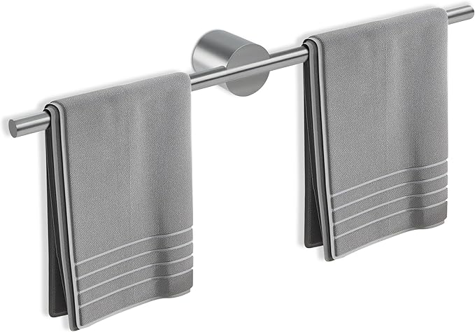Adjustable Length Stainless Steel Towel Rack - 18-24 Inch Fit, 26.4 Inch Total Length - Brushed Nickel 304 Stainless Steel Towel bar for Bathroom & Kitchen