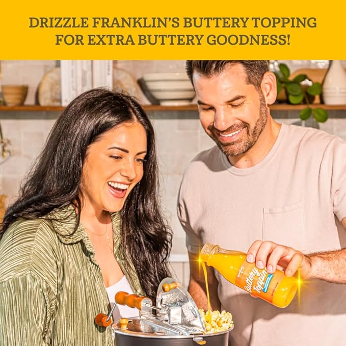 Franklin’s Gourmet Popcorn All-In-One Pre-Measured Packs - 4oz. Pack of 10 - Butter Flavored Coconut Oil + Butter Salt Popcorn Seasoning + Organic Corn - Authentic Movie Theater Taste – Made in USA