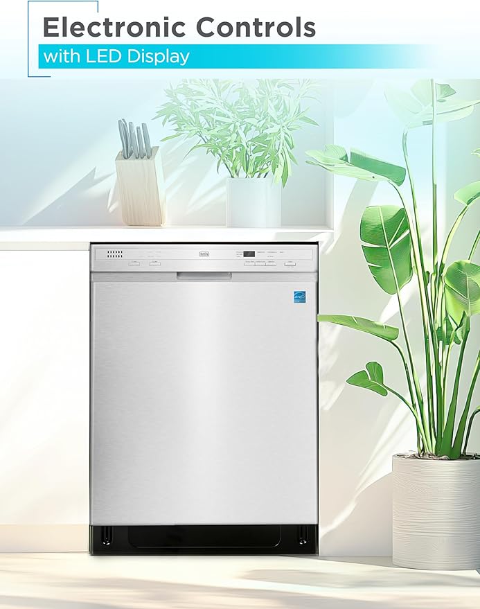 BLACK+DECKER 24" Built-In Dishwasher, 12-Place Setting Capacity with Stainless Steel Tub, Dish Washer with 6 Wash Programs, Low Noise, ENERGY STAR Certified, BDW200MS, Stainless Steel Look
