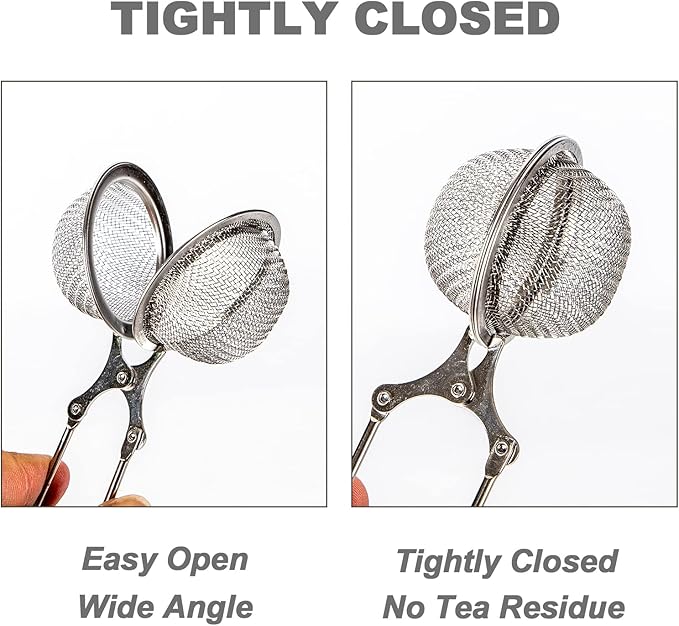 Snap Ball Tea Strainer, Exptolii 2 Pack Stainless Steel Tea Infuser Filter with Handle for Loose Leaf Tea, Spices, Seasonings
