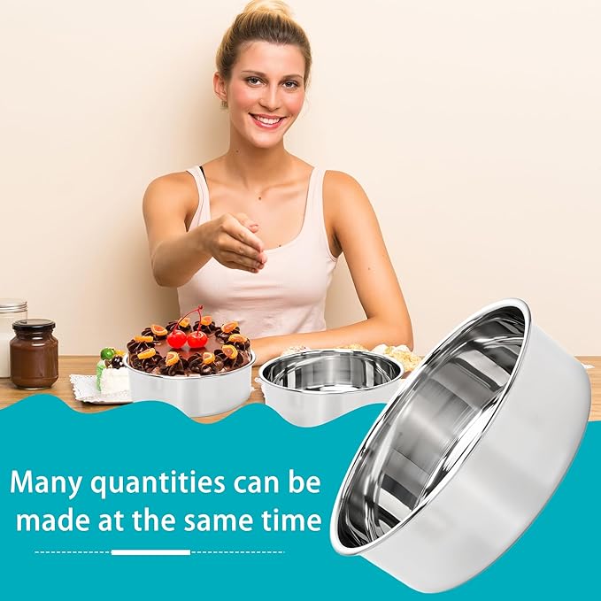 8 Pcs 6 Inch Cake Pan with 100 Easy Lift Paper Liners Stainless Steel Mini Round Cake Pan Tin for Oven Birthday Wedding Party Dishwasher Safe