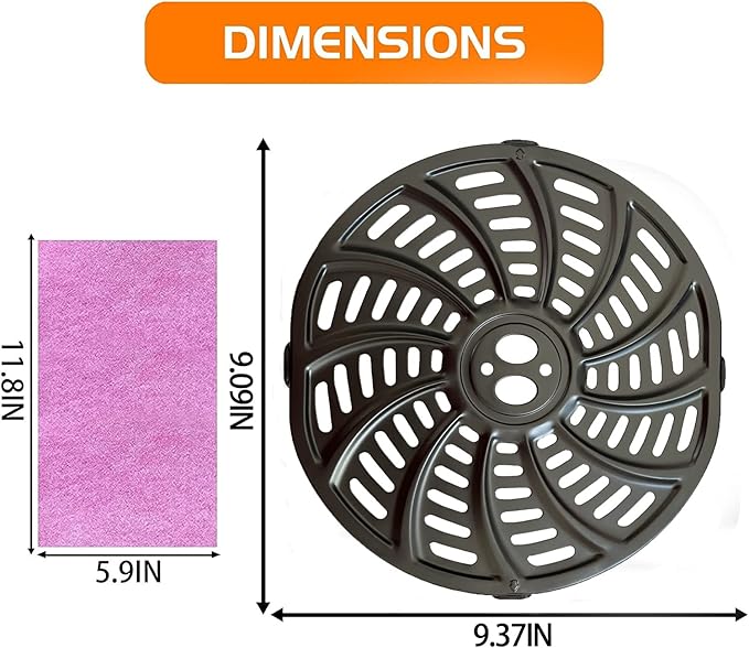 6QT Air Fryer Replacement Tray for Gourmia GAF698/GAF686 Air Fryers, Premium Nonstick Air Fryer Grill Pan Crisper Plate Grill Insert Grate Grid for Gourmia 6QT Air Fryers, Dishwasher Safe