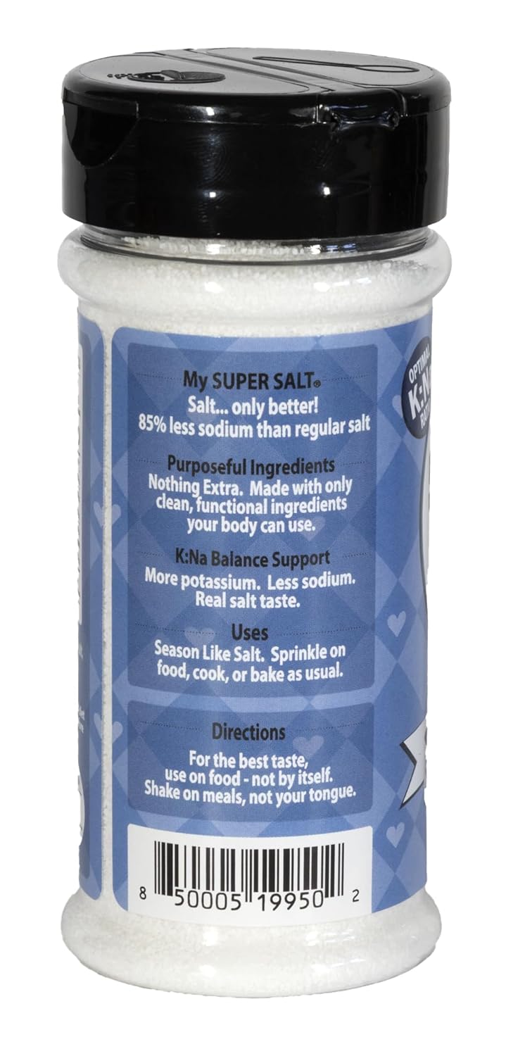 My SUPER SALT – Functional Salt Alternative with Real Salt Taste – 85% Less Sodium – Mineral Balanced Support – Smart Seasoning for Everyday Wellness – 7 oz
