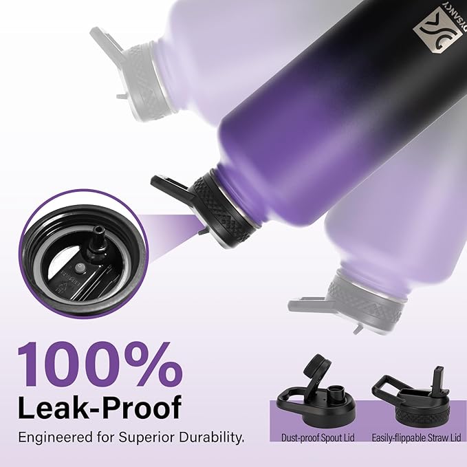 DYSANKY Insulated Water Bottle | Thickened Stainless Steel for Gym and Hiking with Straw, Carrier Bag, Handle Strap | BPA-Free 87 oz