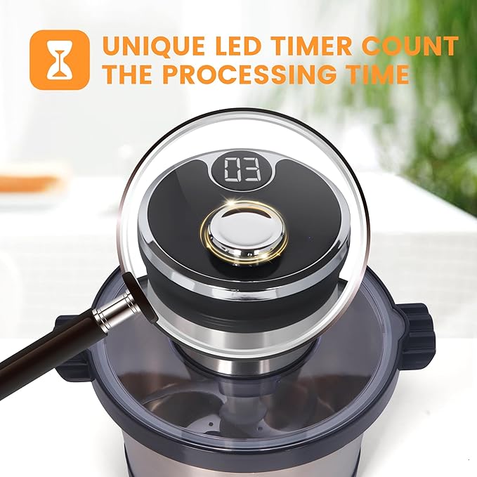 BUMET 16 cup steel bowl 850W Electric Food Processor,LED timer. 3-Tiered 6 Cutting Edges blade for mincing, chopping,Ideal as meat grinder,fresh vegetables chopper,pet food process in kitchen.