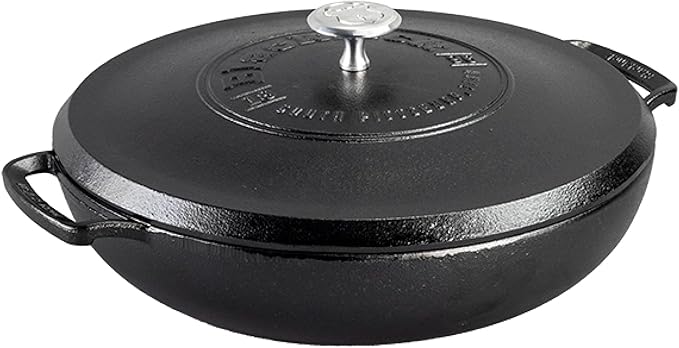 Lodge Blacklock 17 Triple Seasoned Cast Iron Braiser with Lid - Dutch Oven with Nonstick Finish - Lightweight Cast Iron Braiser - Dutch Oven Cookware - Cooking Pot with High-Heat Aluminum Knob