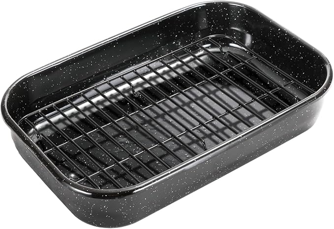 Roasting Pan with Rack, 16 x 11 Inch Rectangular Roasting Pan, 20lb Turkey Roaster Pot, Large Oven Roaster Tray for Baking Turkey by JY COOKMENT