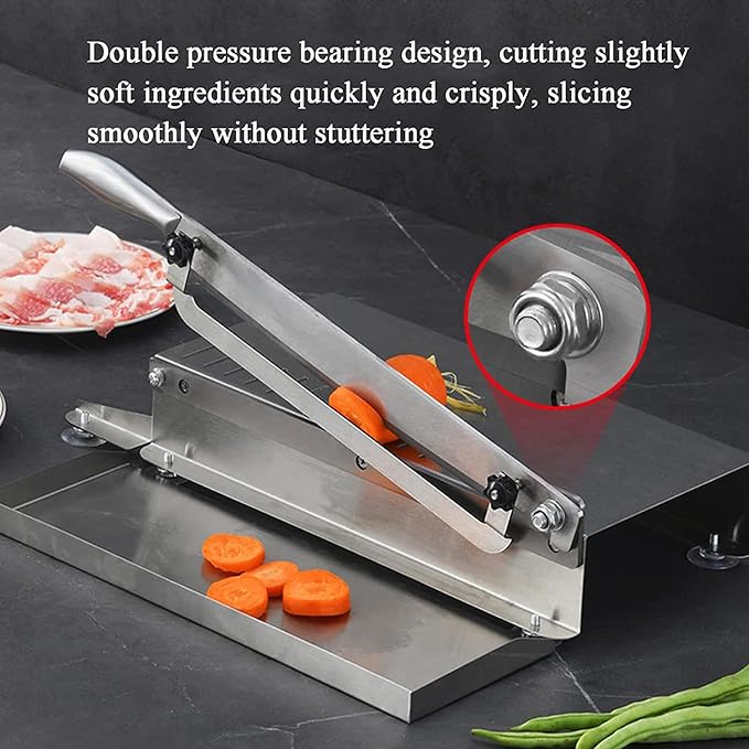 Manual Frozen Meat Slicer, Stainless Steel Meat Cutter Beef Mutton Roll Bacon Nougat for Home Cooking of Shabu Shabu Hotpot Korean BBQ