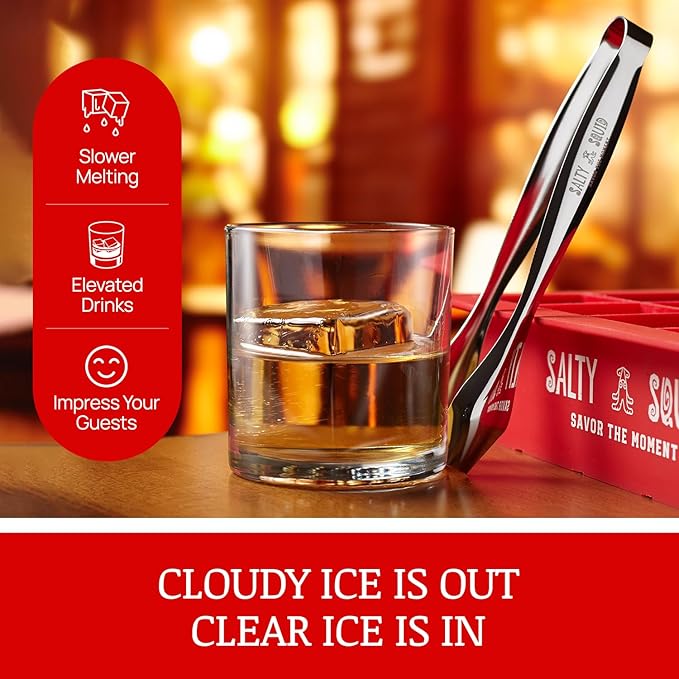 Clear Craft Ice Cube Maker – Square Ice Cube Mold makes 10 Large 2" Crystal Clear Ice Cubes for Whiskey, Cocktails – Slow Melting, Easy Release, Large Ice Cube Tray