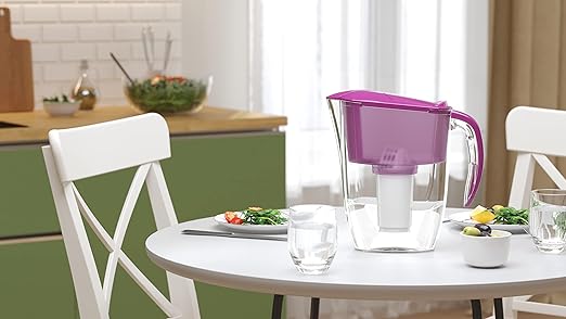 AQUAPHOR Smile Water Filter Jug - 2.9L, Fits Fridge Door, Student-Friendly | Lightweight, Space-Saving, Includes 1xA5 350L Filter with Added Magnesium, Reduces Limescale, Chlorine, Microplastics-Pink