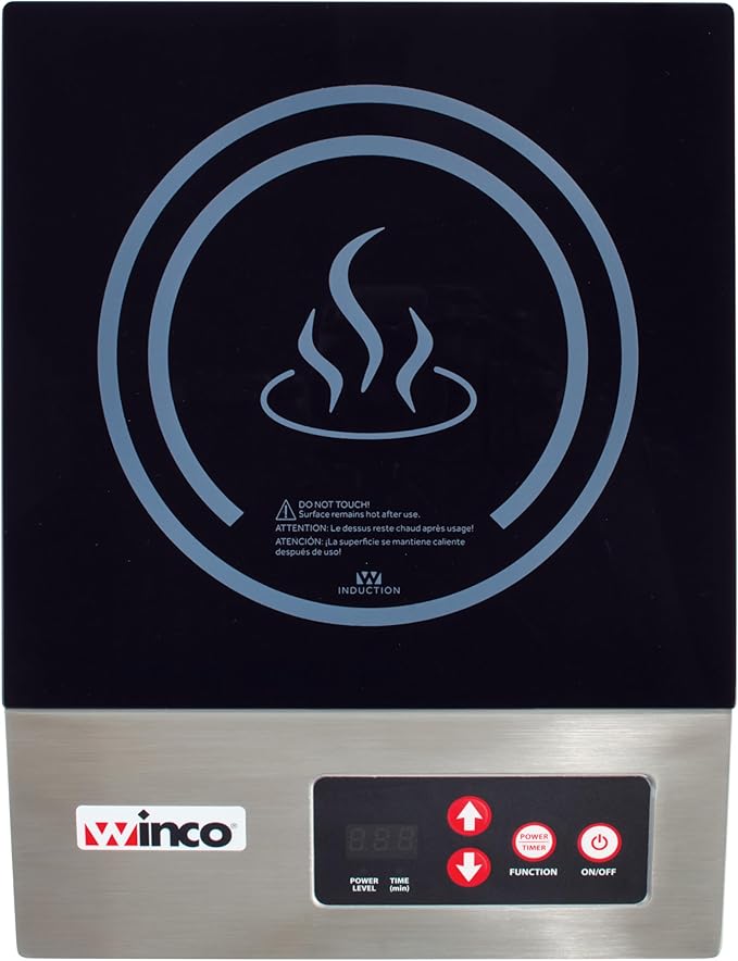 Winco EIC-400E Commercial-Grade Portable Induction Cooktop Burner, 1800 W, 120V