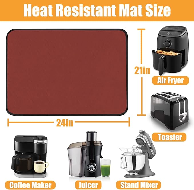 Heat Resistant Mat 21x24in, Hot Pads for Protecting Countertops, Under Air Fryer and Coffee Maker Mat, Extra Wide Protector