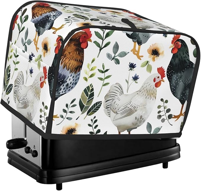 Summer Rooster Toaster Cover 2 Slice, Cute Country Bread Machine Cover, Washable Toaster Kitchen Small Appliance Cover Stain Resistant,with Top Handle