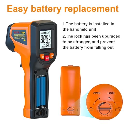 Upgraded Digital Infrared Thermometer Gun -58°F~1112°F, Handheld Non Contact Heat Laser Temperature Gun, IR Thermometer Temp Gun with Adjustable Emissivity for Cooking/BBQ/Fridge/Engine(Not for Human)