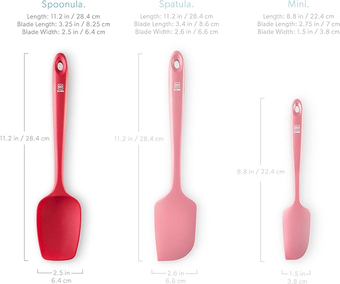 DI ORO Silicone Spoon Spatula - 600°F Heat-Resistant Large Silicone Spoonula Scraper - BPA Free Nonstick Cookware Safe Rubber Kitchen Utensil for Baking, Cooking, & Mixing - Dishwasher Safe (Red)