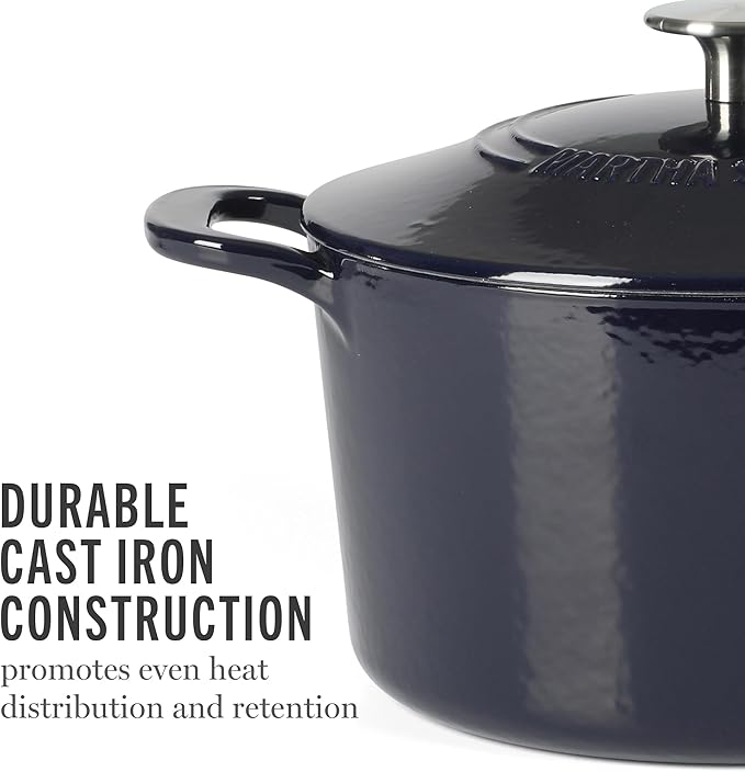 Martha Stewart Gatwick 4 Quart Enamel Cast Iron Dutch Oven - Navy Blue