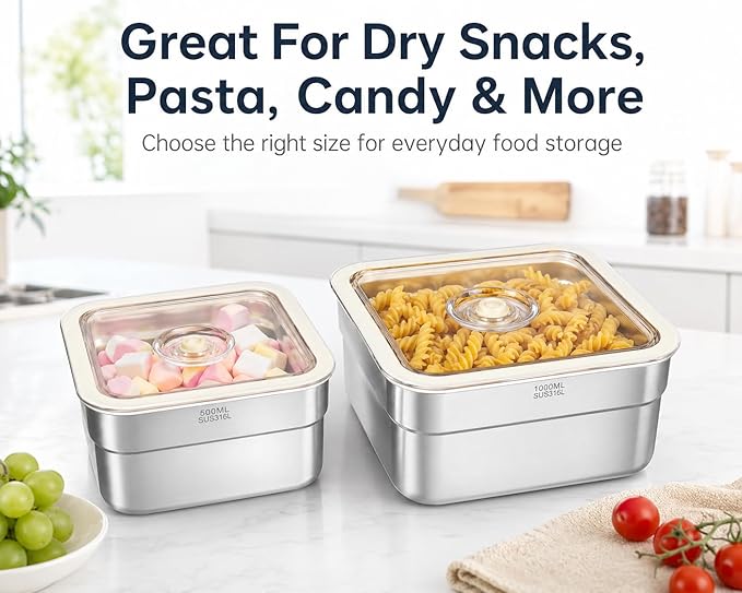 Vacuum Sealed Food Storage Container with Air Valve (500ml)，Works With Handheld Vacuum Sealer Machine(Vacuum Sealer Not Included)