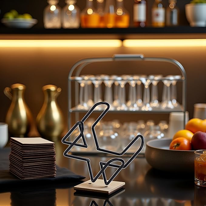 Black Iron Coaster Holder Metal Storage Rack Coasters Shelf for Both Round and Square Coasters, Bar Tools and Drinkware, Cool Home Decor (4.40 X 4.40 X 2.48inch)
