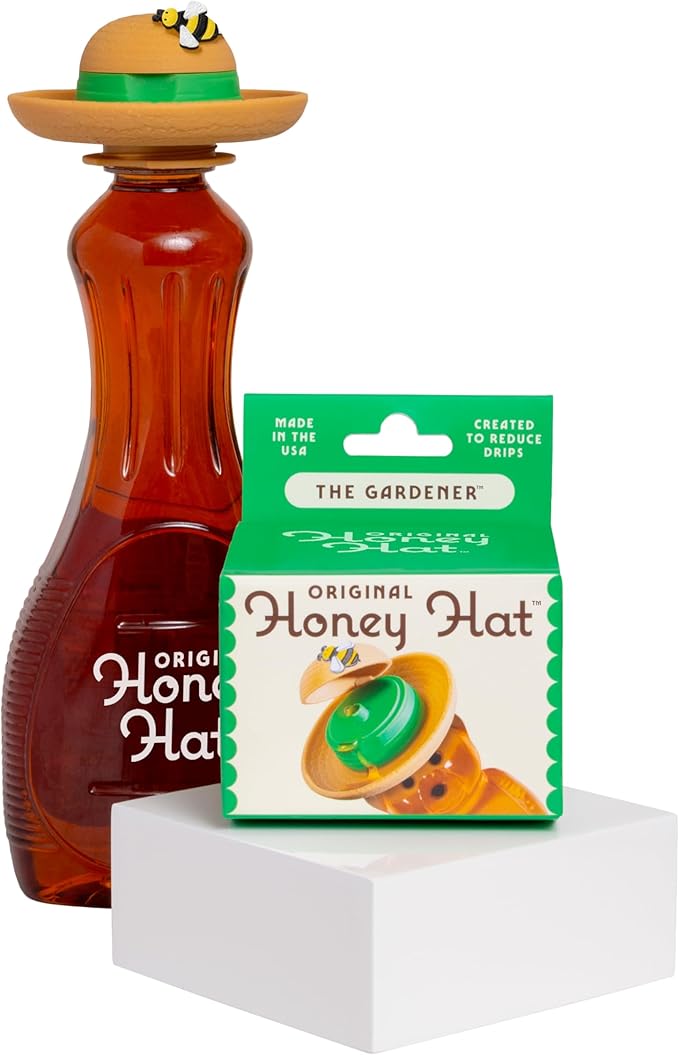 "The Gardener" Patented Drip-Catching Lid Replacement for Honey Bear Bottles & Table Syrup Bottles/No Mess Kitchen Gadget/Honey & Table Syrup Bottle Topper/Made in USA