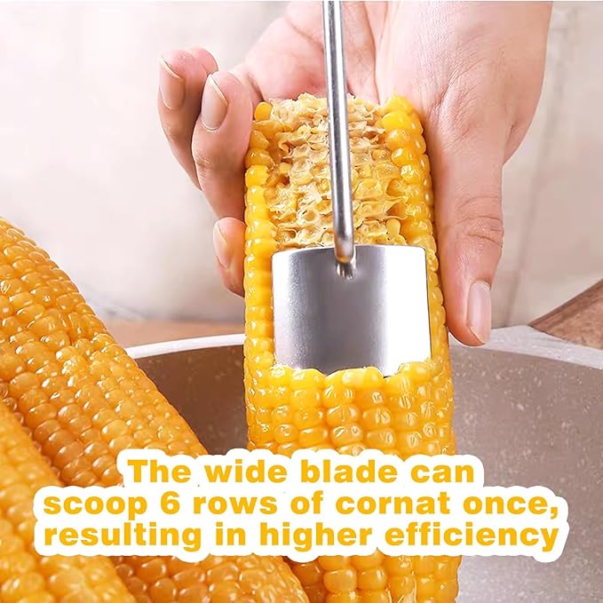 Corn Peeler for Corn on The Cob Stripper Tool, 2025 New Long Handle Stainless Steel Corn Stripper Tool, Quick Corn Kernel Remover Tools for Kitchen Use (2PC)
