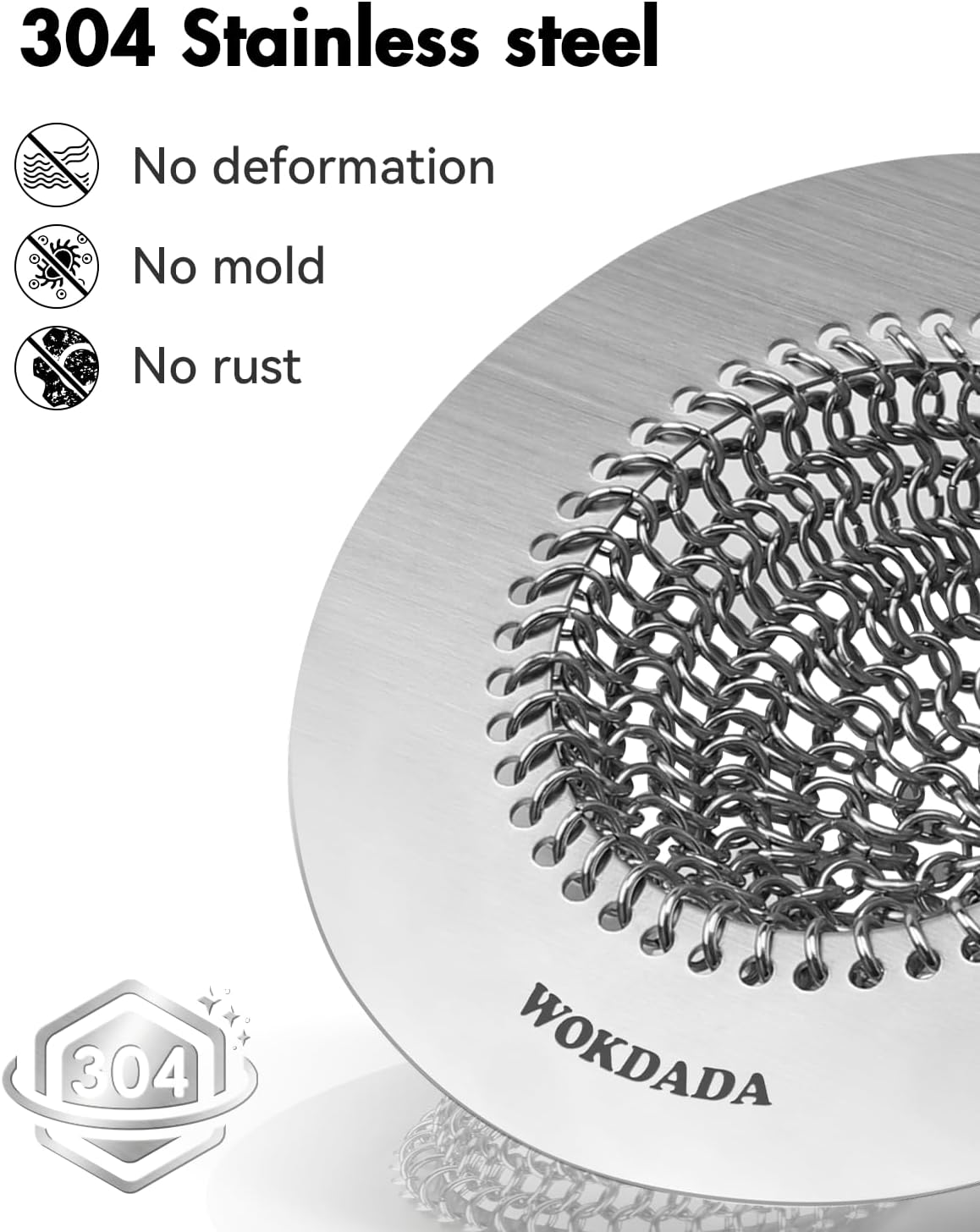 Sink Drain Strainer, Reversible No Clog Mesh Kitchen Sink Drain Strainer, 304 Stainless Steel & Rust-Proof/Masterfully Handcrafted, Easy Clean, Dishwasher Safe, Fits Standard Sink Drain