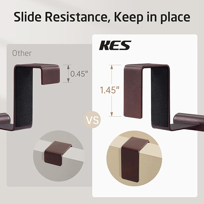 KES Over The Cabinet Towel Holder Fit 1" Thick, Kitchen Towel Holder for Cabinet, Over The Door Towel Bar with Extended Hooks, Brown 2 Pack, KTH500S26-OB-P2