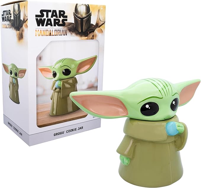 STAR WARS: The Mandalorian Grogu The Child 13-Inch Ceramic Cookie Jar Container With Lid | Kitchen Storage For Snacks