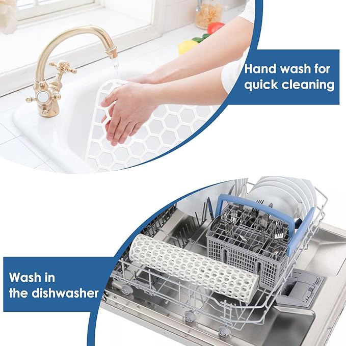 Bestjing Silicone Sink Protectors for Kitchen Sink - 16.65"x12.2" Kitchen Protector Accessory, Non-Slip Heat Resistant Mat for Bottom of Farmhouse Porcelain Stainless Steel (White)