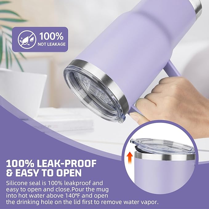20oz Stainless Steel Insulated Tumbler with Handle and Lid, Double Wall Vacuum Insulated Coffee Mug, Leak Proof Travel Mug, Hot and Cold Drink, Mix Color-7