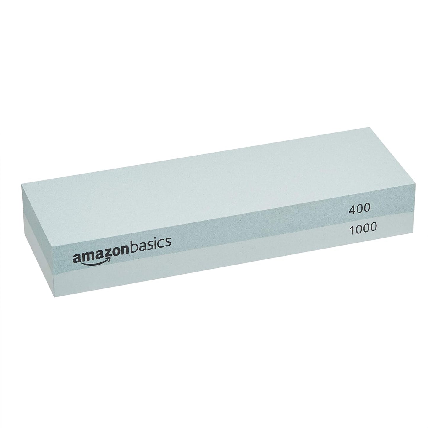 Amazon Basics Whetstone Knife Sharpening Wet Stone Dual Sided 400/1000 and 3000/8000 Grit Stones, Flattening Stone, and Non-Slip, Bamboo Base, 3 Count (Pack of 1), Black & Grey