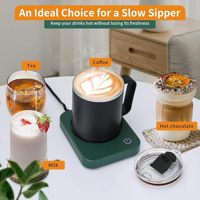 VOBAGA Coffee Mug Warmer Set with Auto Shut Off, 15 oz Coffee Mug Gift Set & 3 Temperature Settings Home Office Desk Accessories Valentine's Day Gift